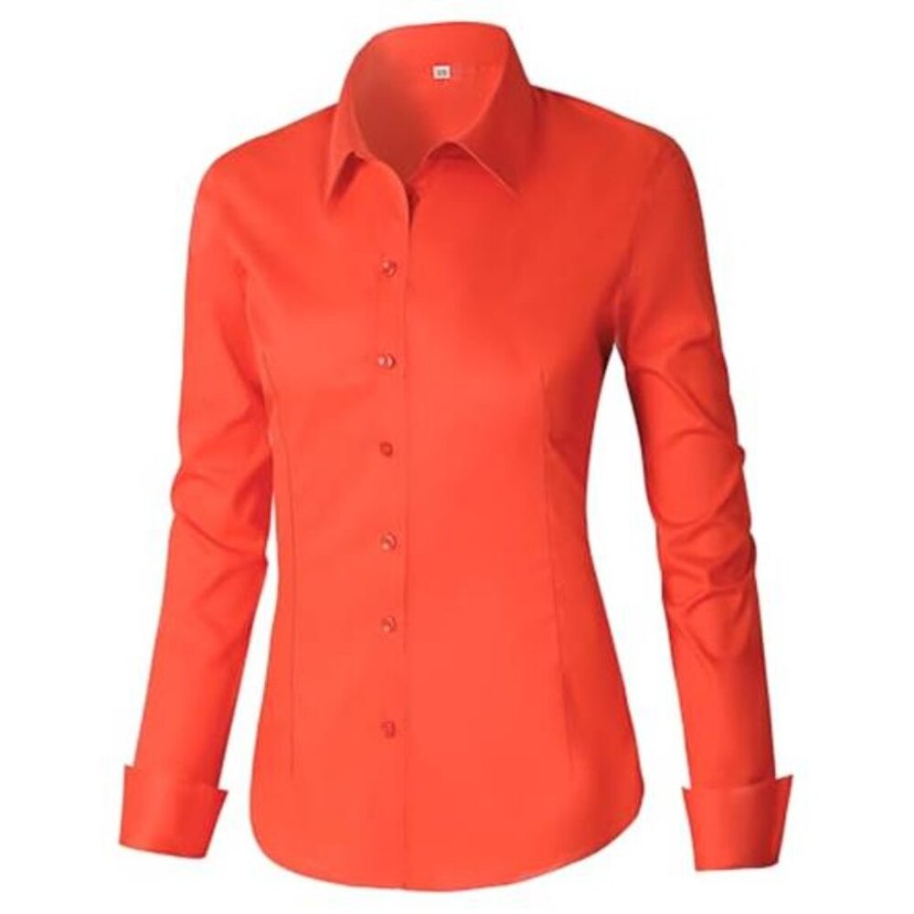 Womens Cotton Button Down Shirts for Women Fitted Long Sleeve Formal